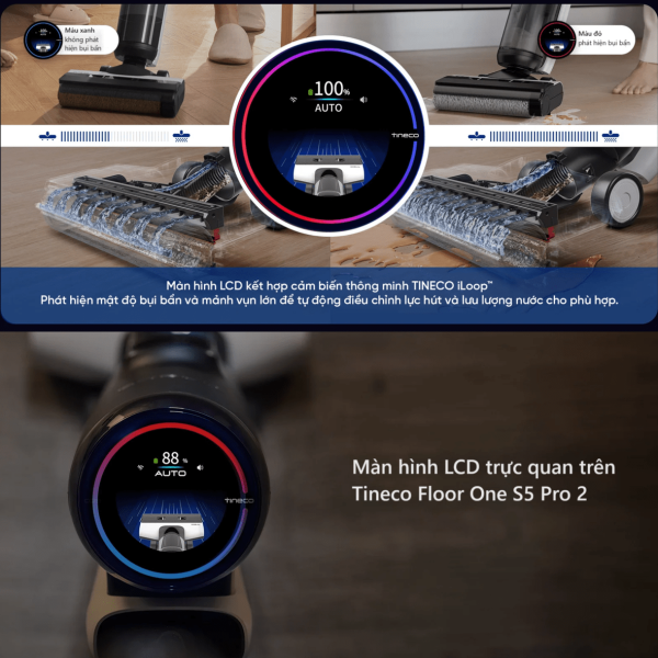 Máy hút bụi lau sàn tự giặt giẻ Tineco Floor One S5 Pro 2- bản Quốc tế 18 vietnam robotics may hut bui lau nha cam tay khong day thong minh Tineco ifloor ONE S5 Pro2 cam bien bui ban thong minh