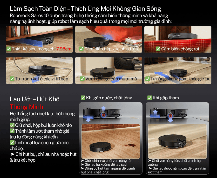 Robot hút bụi lau nhà Roborock Saros 10 25 vietnam robotics robot hut bui lau nha roborock saros 10 gioi thieu chi tiet 24