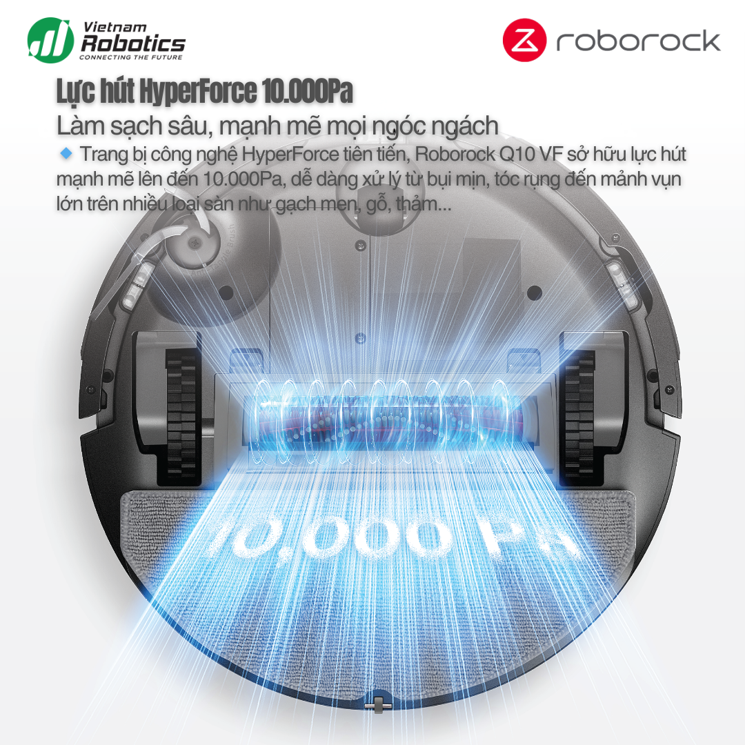 Robot hút bụi lau nhà Roborock Q10 VF Plus - lực hút 10.000Pa, lau rung 3000 l/p, tự xả rác 28 vietnamrobotics robot hut bui lau nha Roborock Q10 VF luc hut 10000 pa