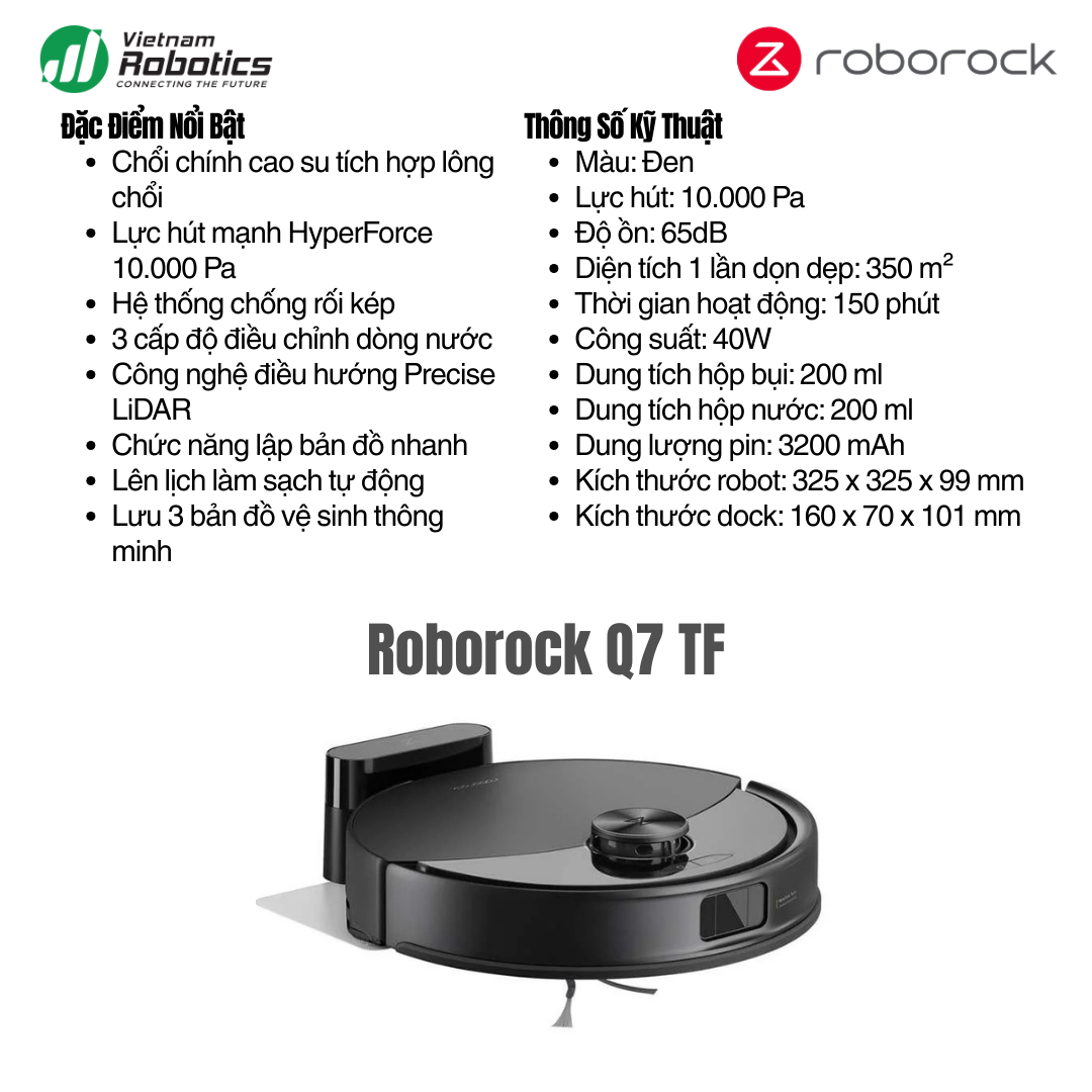 Robot Hút Bụi Lau Nhà Roborock Q7 FT Plus - Lực Hút 10.000Pa, Chống Rối 41 vietnamrobotics-robot-hut-bui-lau-nha-roborock-Q10-FT-tinh-nang-thong-so-ky-thuat
