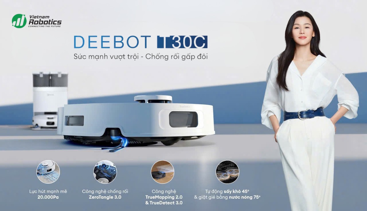 Robot hút bụi lau nhà Ecovacs Deebot T30C | Chính hãng - Giá tốt - Vietnam Robotics 24 robot hut bui lau nha ecovacs deebot t30c vietnam robotics