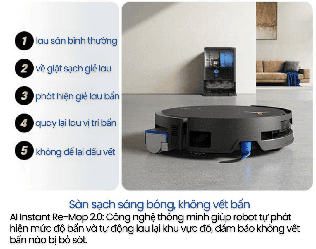 Ecovacs Deebot X9 Pro Omni | Robot hút bụi lau nhà thông minh cao cấp 25 robot hut bui lau nha thong minh ECOVACS DEEBOT X9 PRO Omni 25