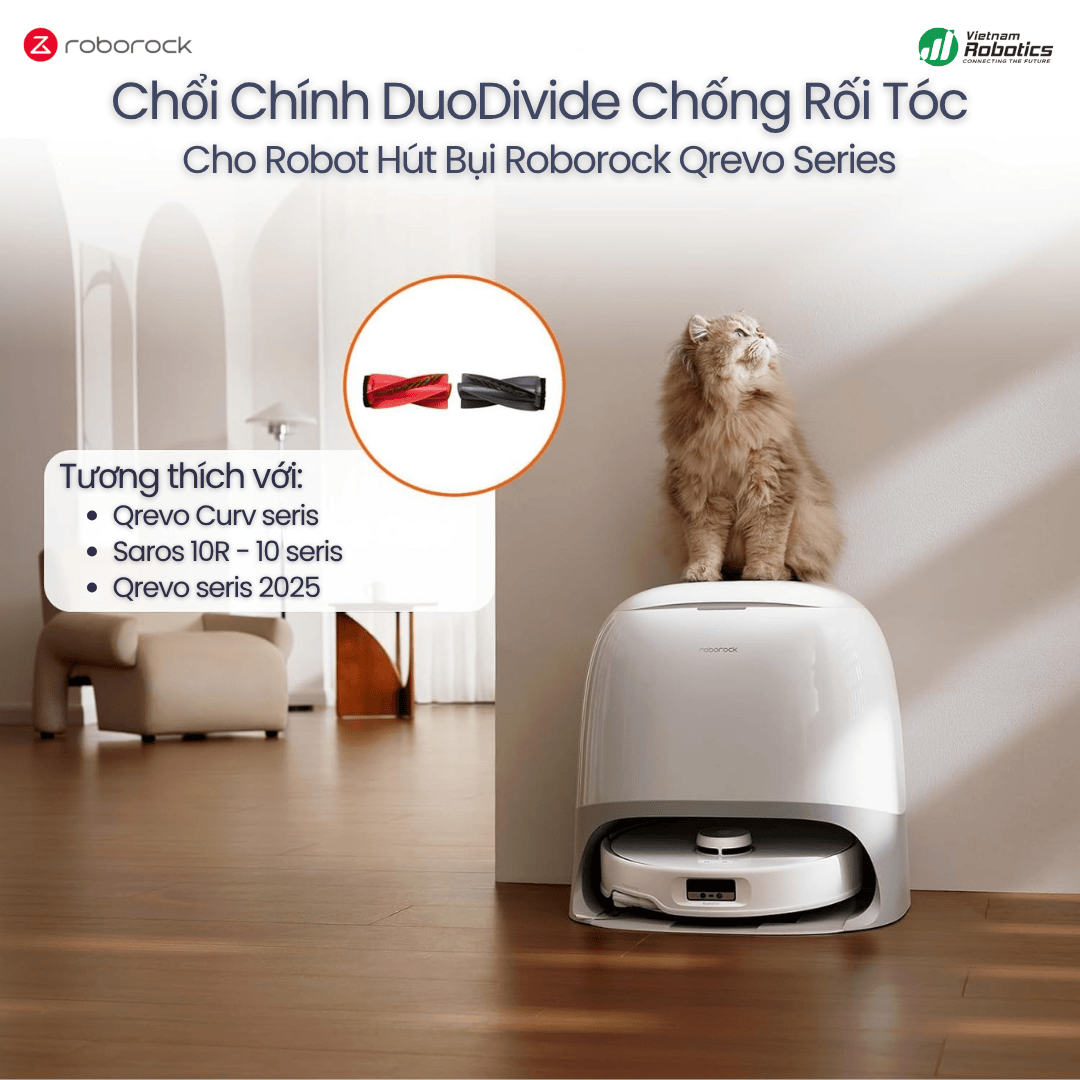 Chổi Chính DuoDivide Chống Rối Tóc Cho Robot Hút Bụi Roborock Qrevo Series - Hàng Chính Hãng 