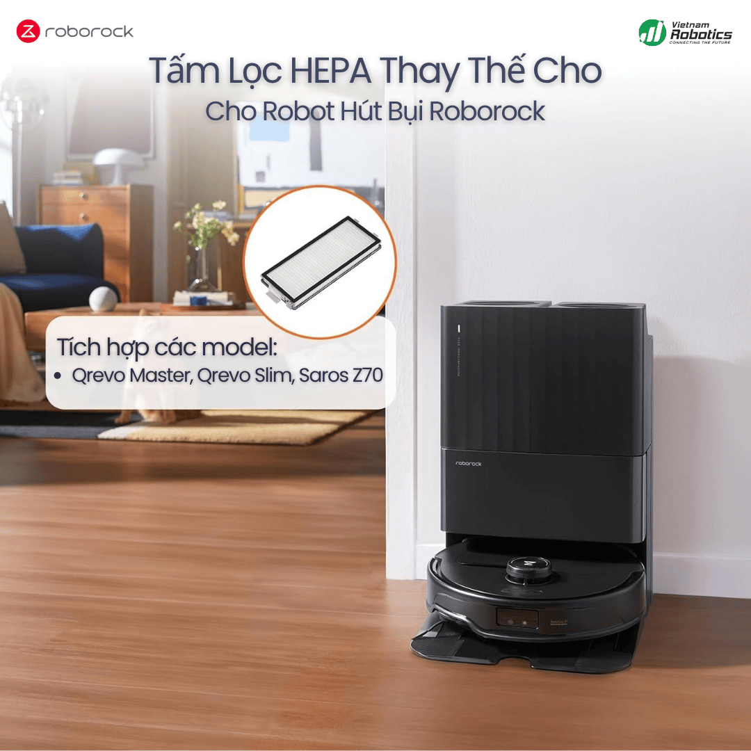Bộ 2 Tấm Lọc HEPA Giặt Được Roborock Qrevo Master, Qrevo Slim & Saros Z70 - Hàng Chính Hãng 
