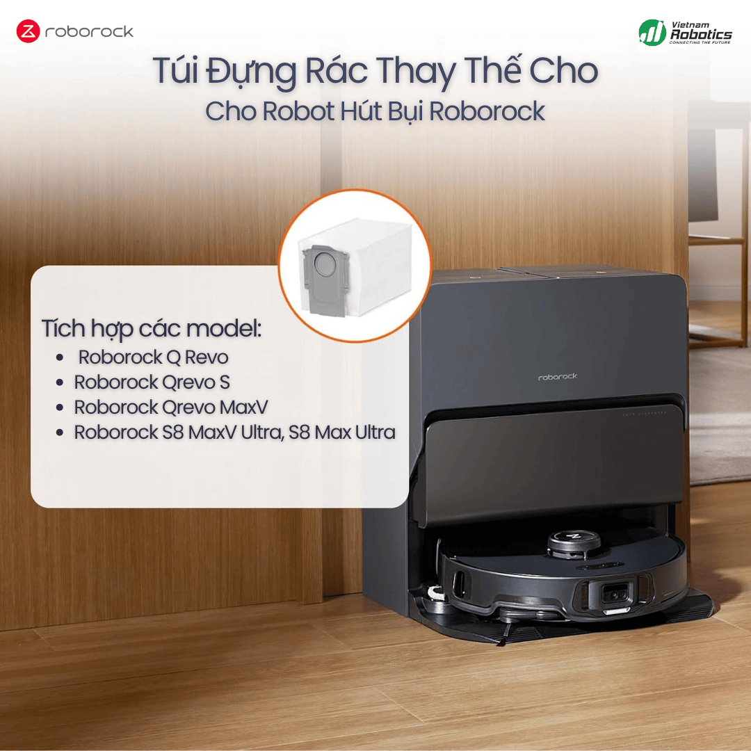 Hộp 2 Túi Đựng Bụi Dùng Một Lần Roborock QRevo Series & S8 MaxV Ultra - Hàng Chính Hãng 
