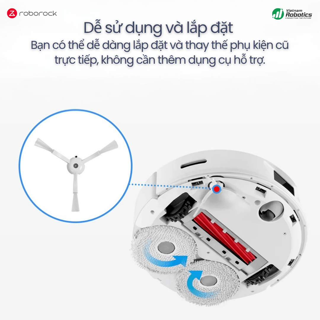 Chổi Quét Ven Roborock Thay Thế (2 Cái), Tương Thích S8 Pro Ultra, S7 Max Ultra, Qrevo - Hàng Chính Hãng 
