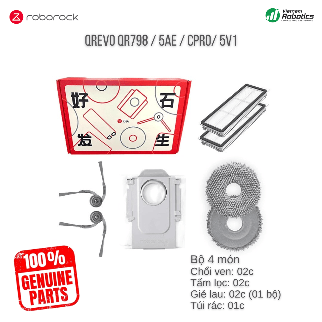 Hộp Phụ Kiện 4 Món Roborock Qrevo 798/5AE/CPro/5V1 Chính Hãng