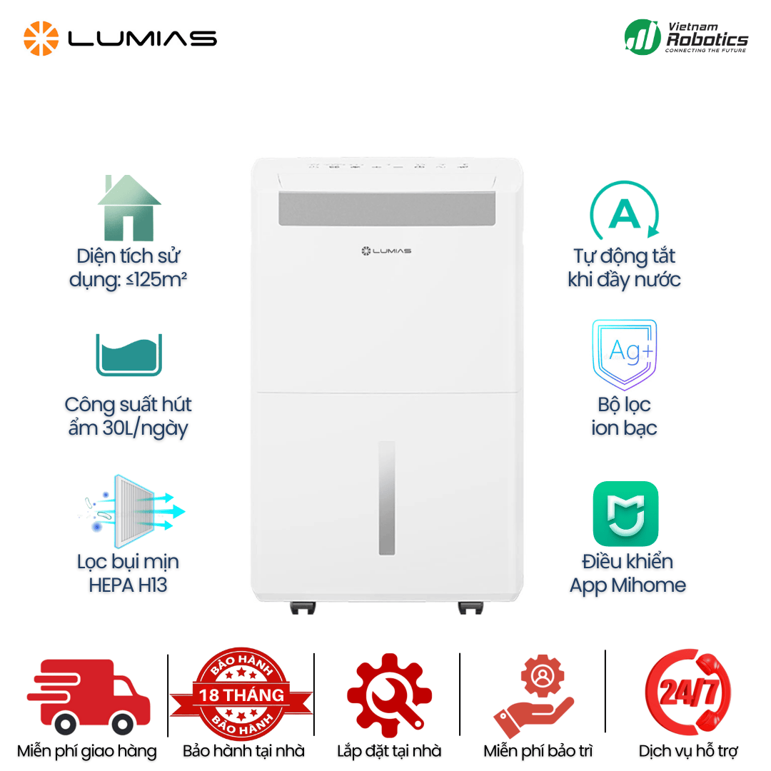 Máy Hút Ẩm Lumias D6S-30L - ≤ 125m² - BH 18 Th