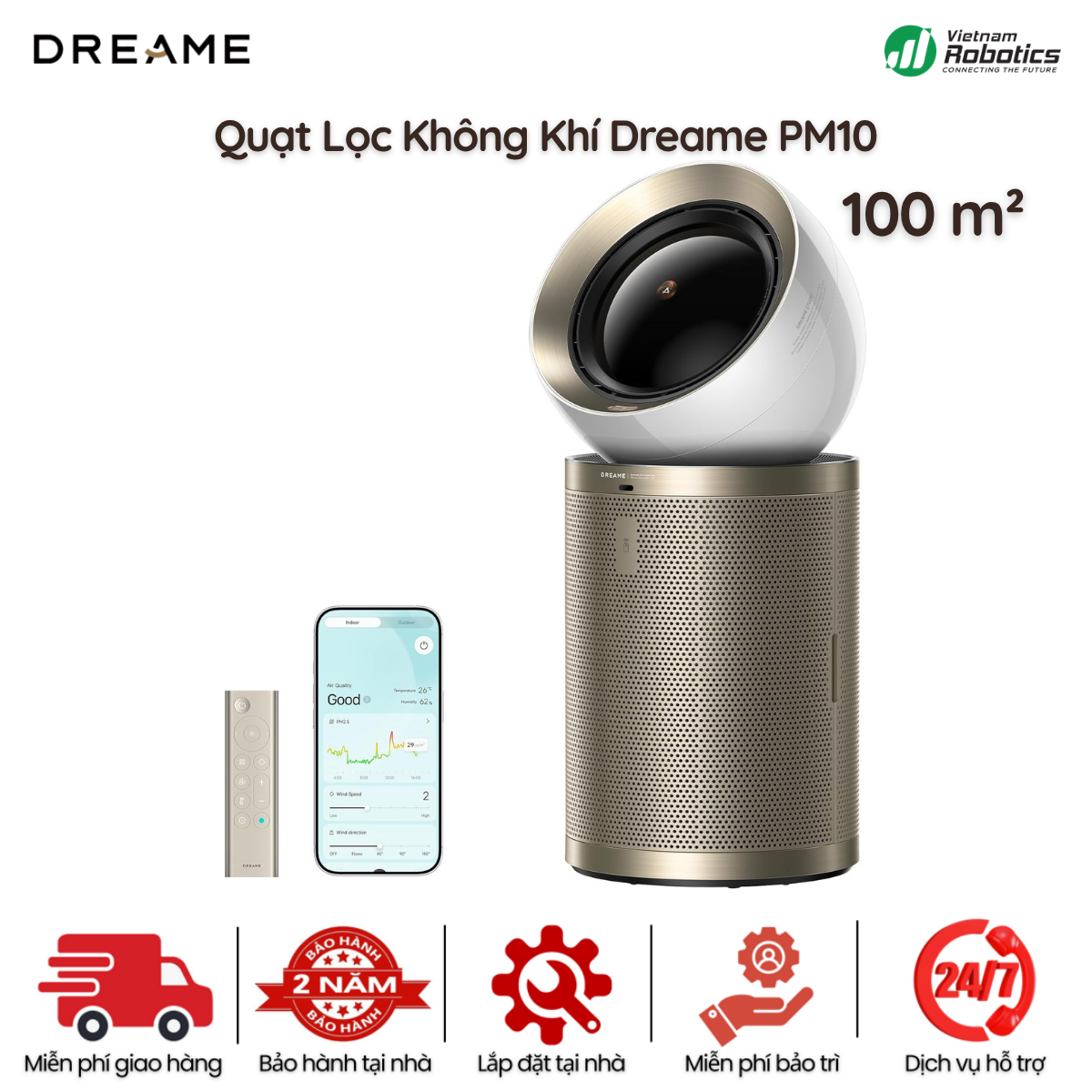 Quạt lọc không khí thông minh Dreame PM10 AirPursue - BH 24 Th