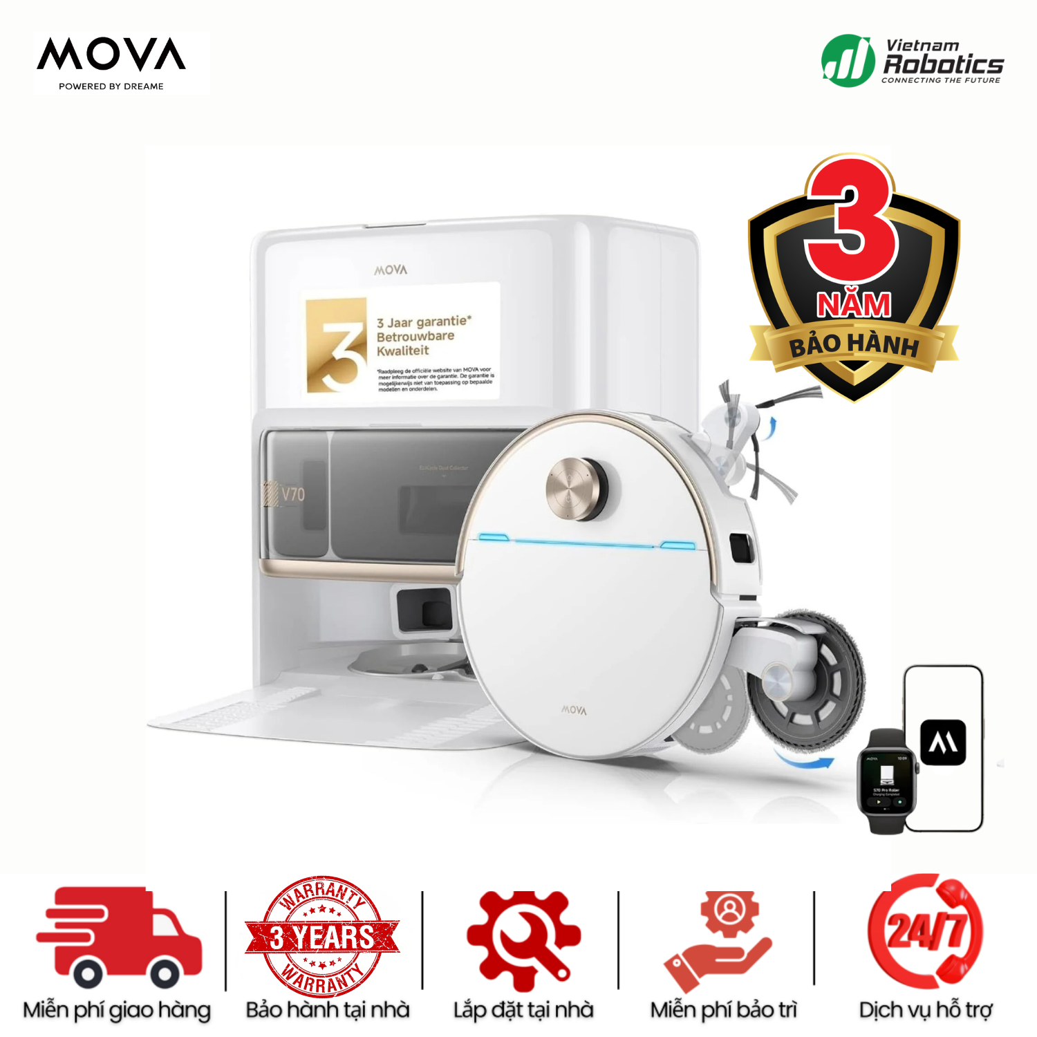 Robot hút bụi lau nhà MOVA V70 Ultra Complete - BH 36 Th