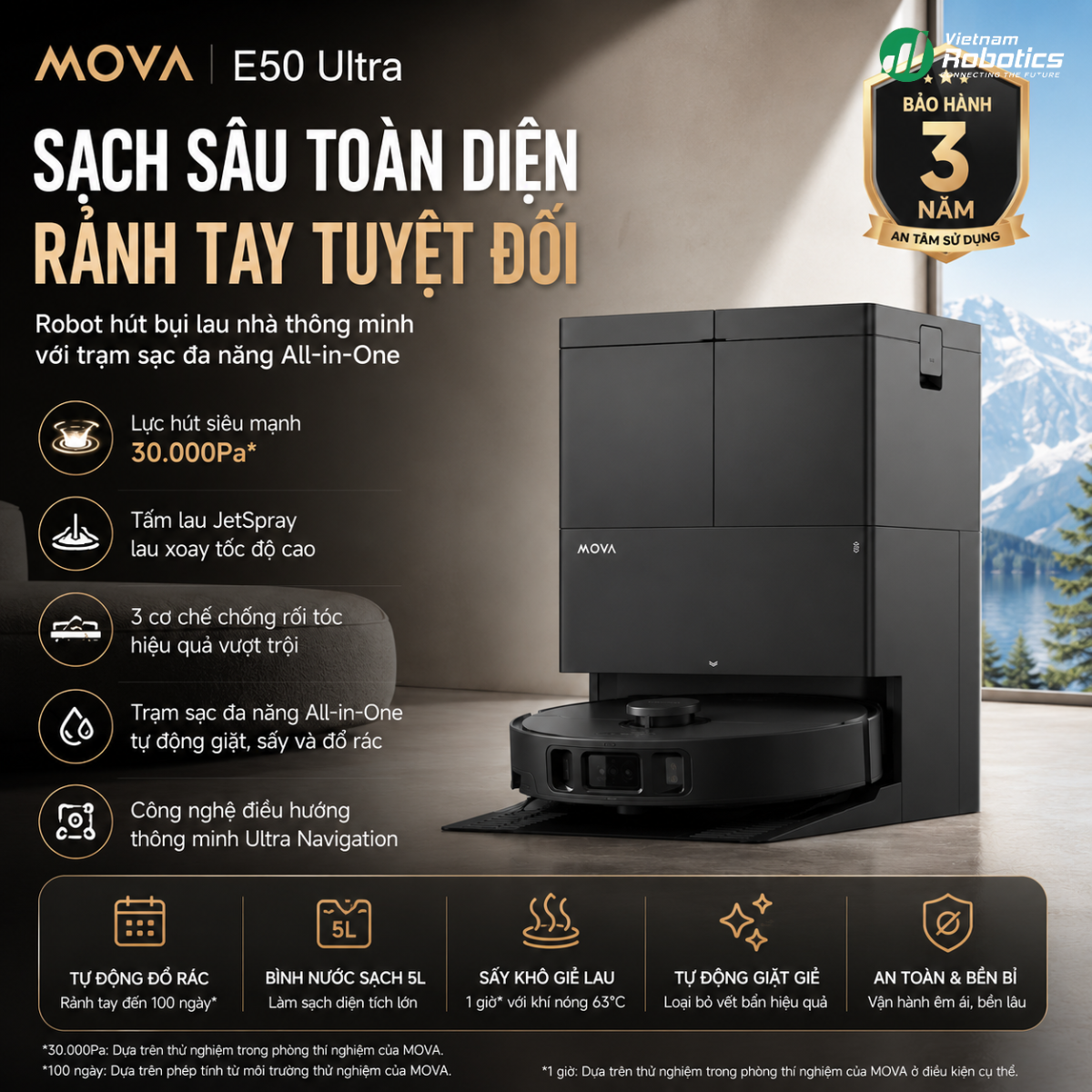 Robot hút bụi lau nhà MOVA E50 Pro Ultra - BH 36 Th 