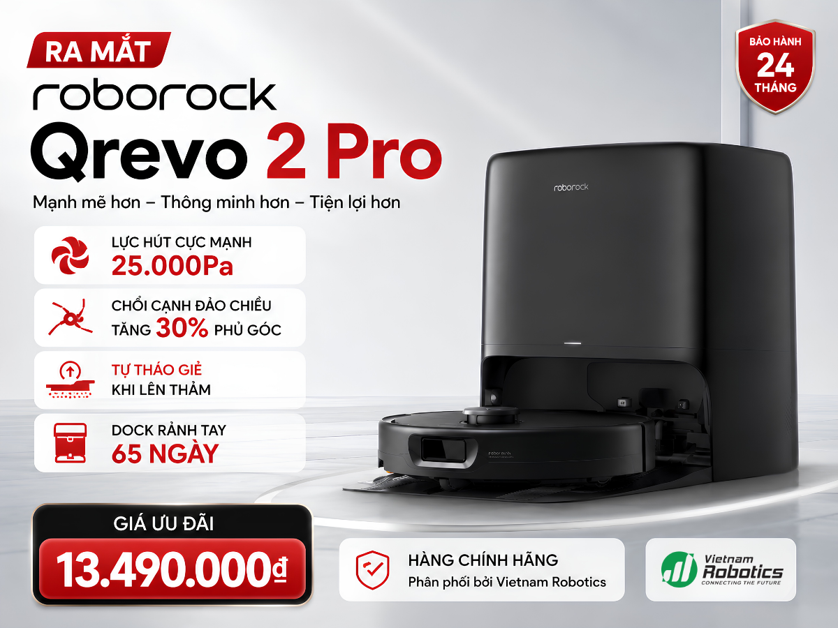 Roborock Qrevo 2 Pro chính thức ra mắt: 4 nâng cấp thực chất giúp bạn rảnh tay vệ sinh nhà đến 65 ngày
