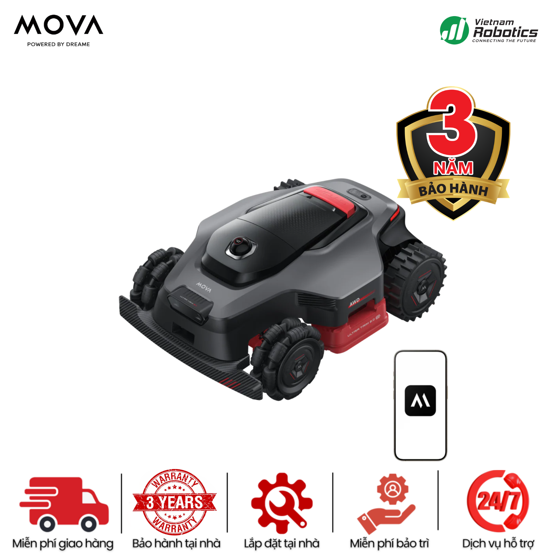 Robot Cắt Cỏ MOVA LiDAX Ultra 3000 AWD - BH 36 Th