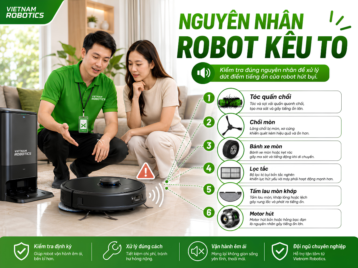 Robot Hút Bụi Kêu To, Phát Tiếng Động Lạ