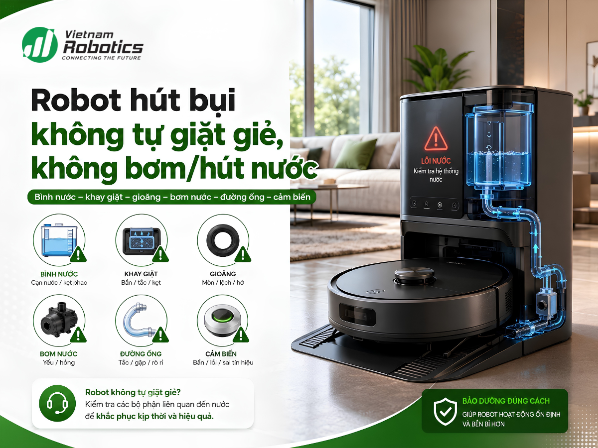 Robot Hút Bụi Không Tự Giặt Giẻ, Không Bơm/Hút Nước