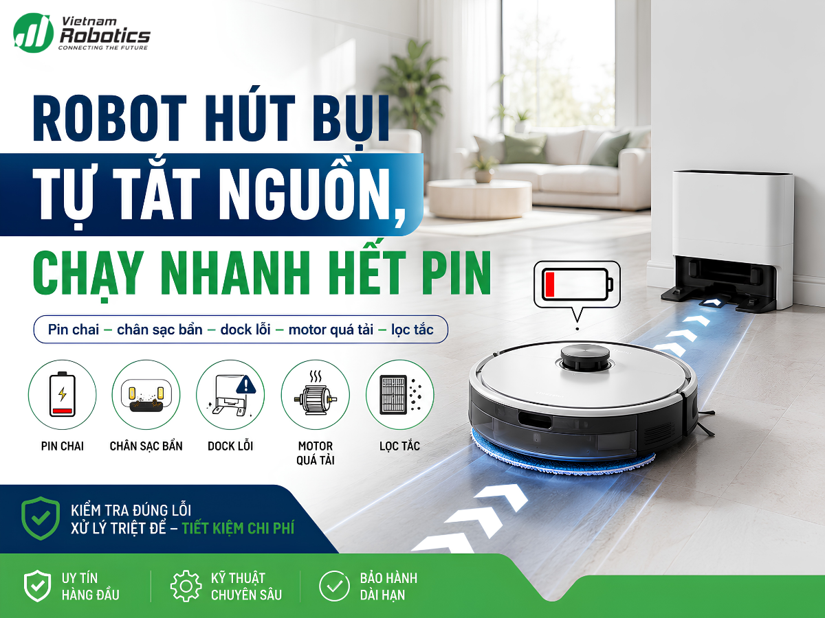 Robot Hút Bụi Tự Tắt Nguồn, Chạy Nhanh Hết Pin