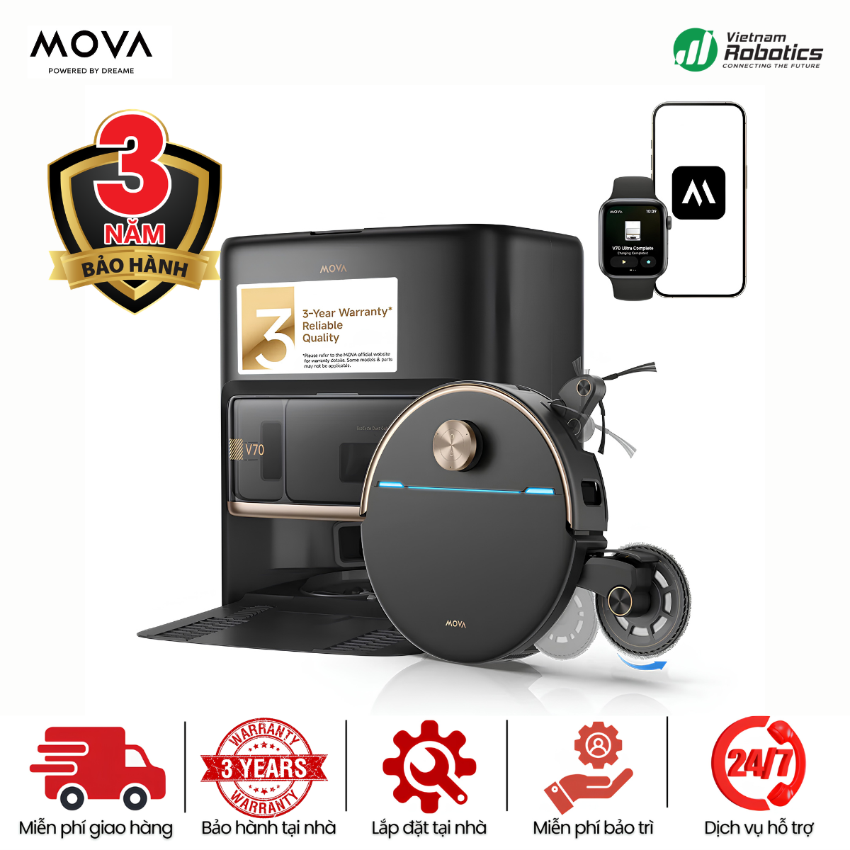 Robot hút bụi lau nhà MOVA V70 Ultra Complete - BH 36 Th