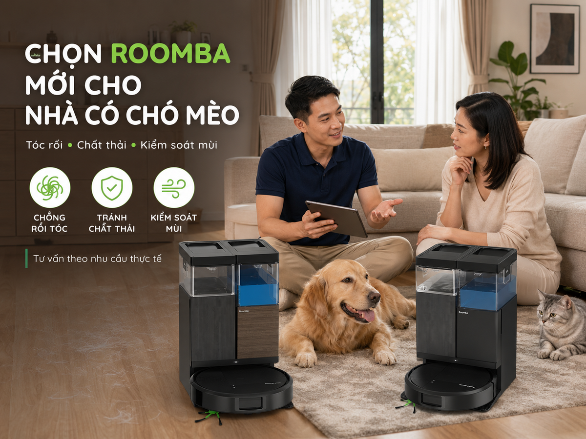 Chọn Roomba cho nhà có chó mèo: Model nào tốt?