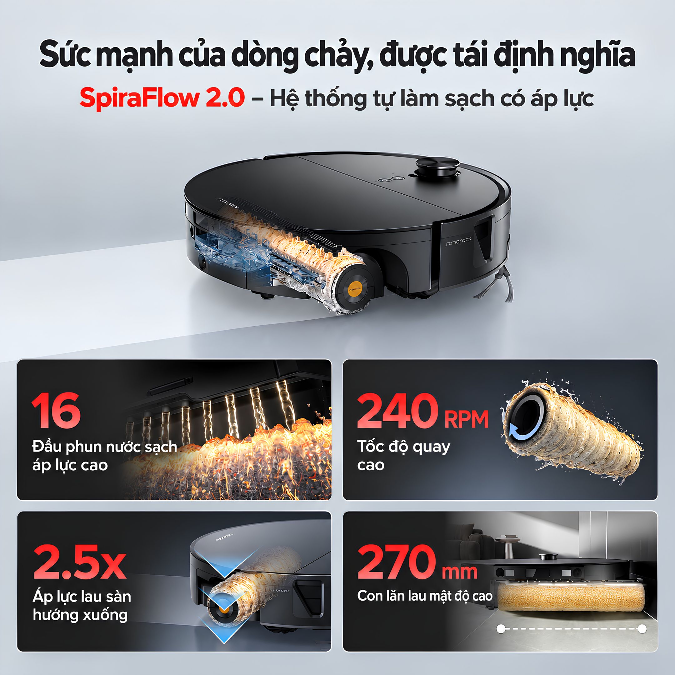 Robot Hút bụi Lau Nhà Roborock Saros 20 Flow - BH 24 Th 