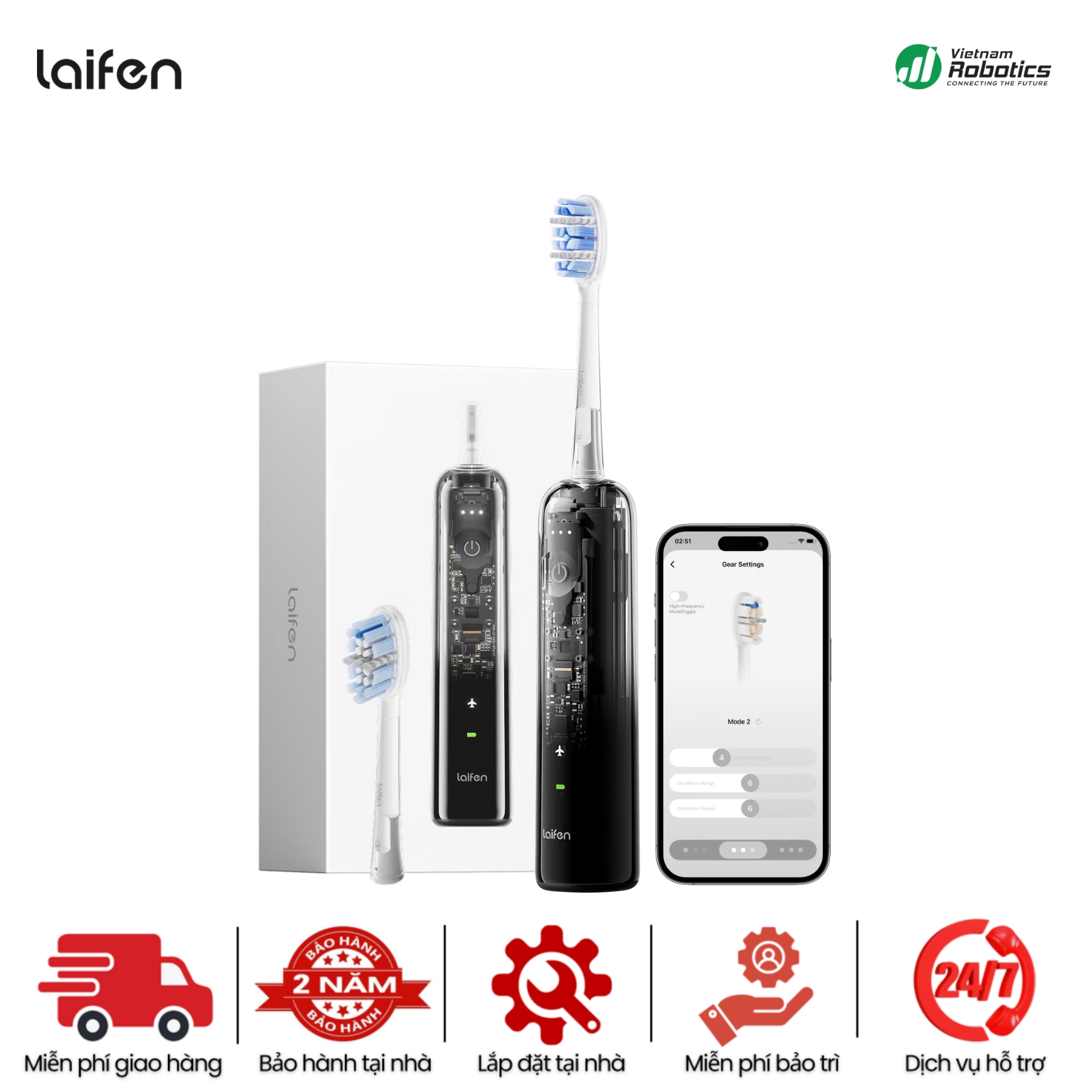Bàn Chải Điện Laifen Wave Pro - BH 24Th