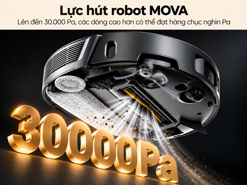 Lực hút Pa ảnh hưởng khả năng làm sạch của robot MOVA thế nào?