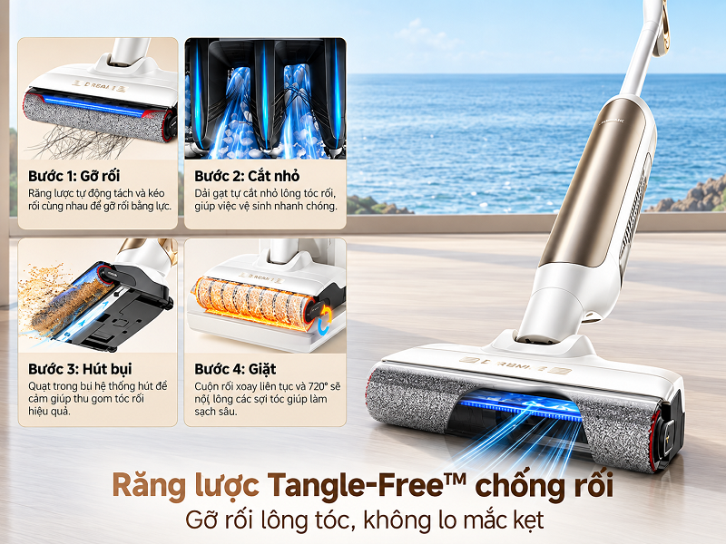 Máy lau sàn MOVA chống rối tóc như thế nào?