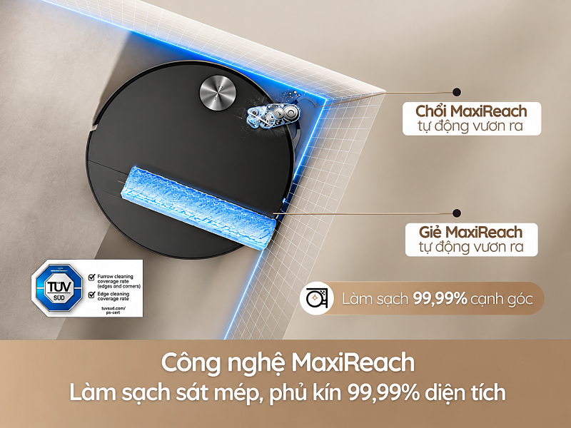 Công nghệ MaxiReach của MOVA làm sạch sát cạnh thế nào?