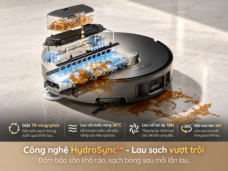 Robot MOVA lau sàn bằng những cơ chế nào?