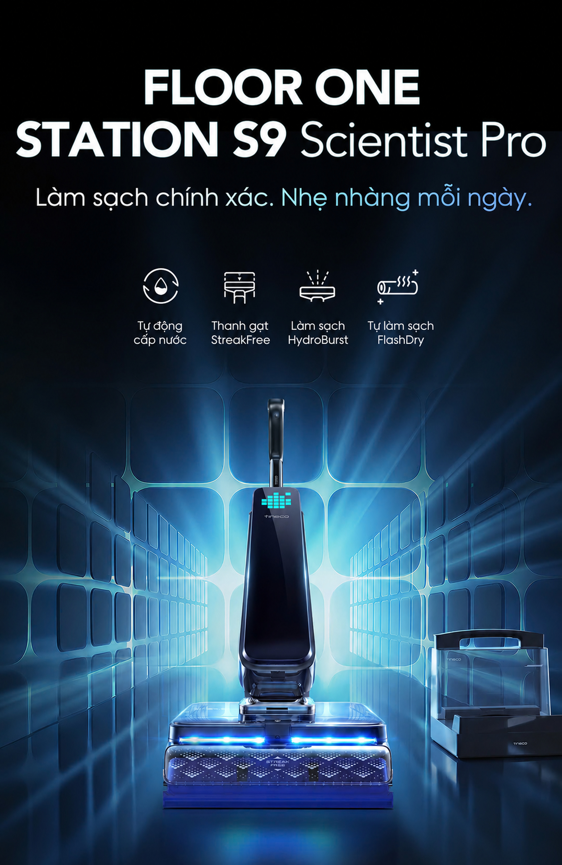 Tineco Floor One Station S9 Scientist Pro | Tự cấp nước