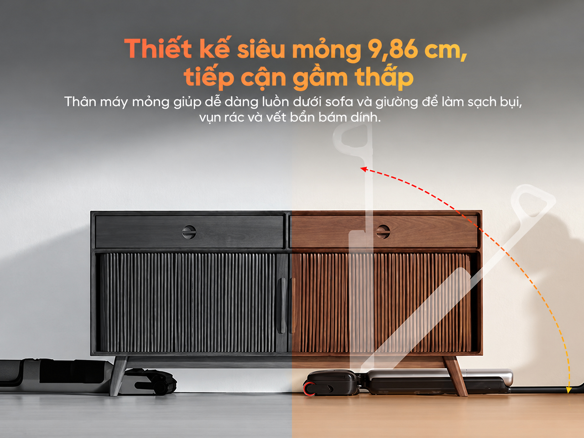 Dreame Aero Pro thiết kế siêu mỏng 9,9cm