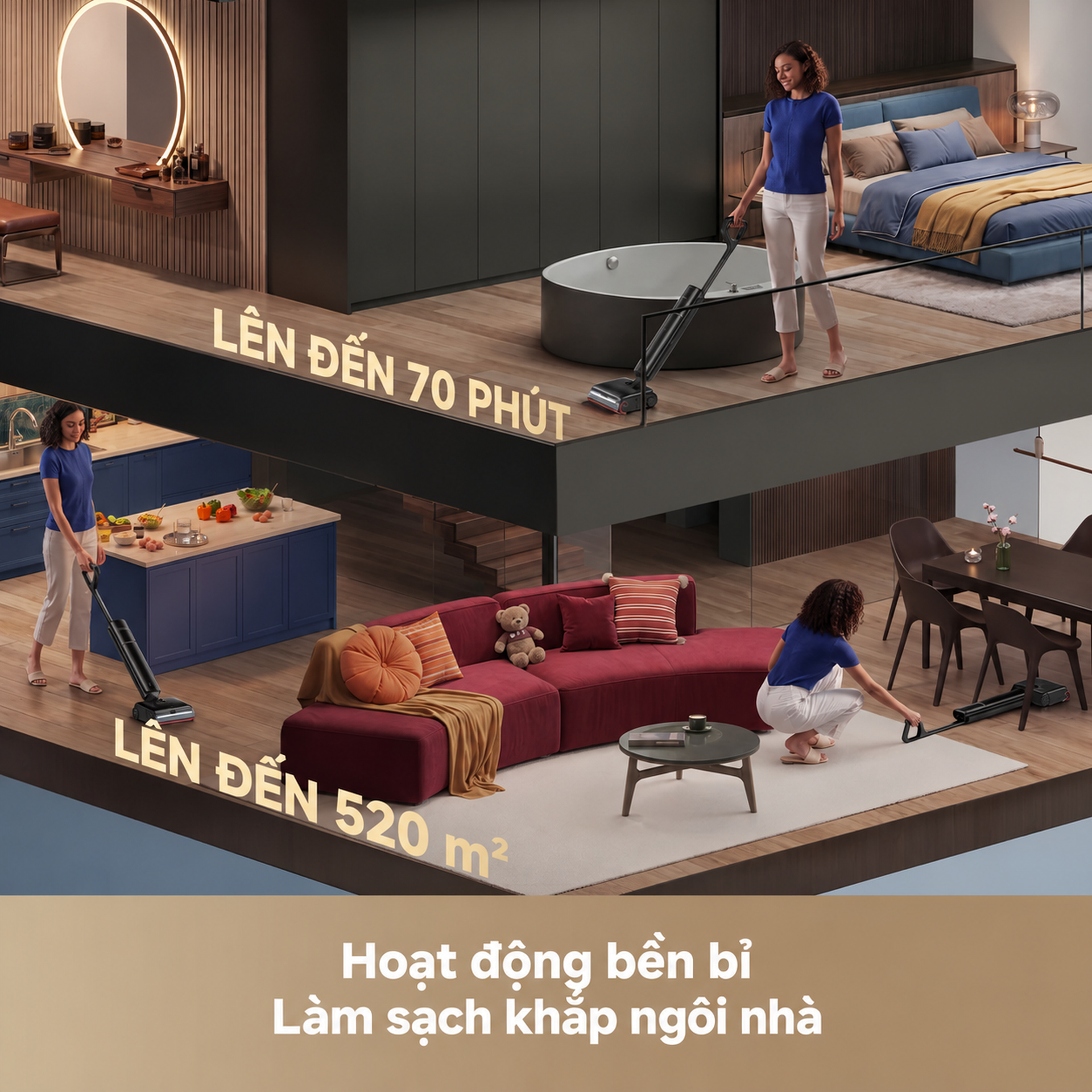 Thời gian hoạt động liên tục 70 phút