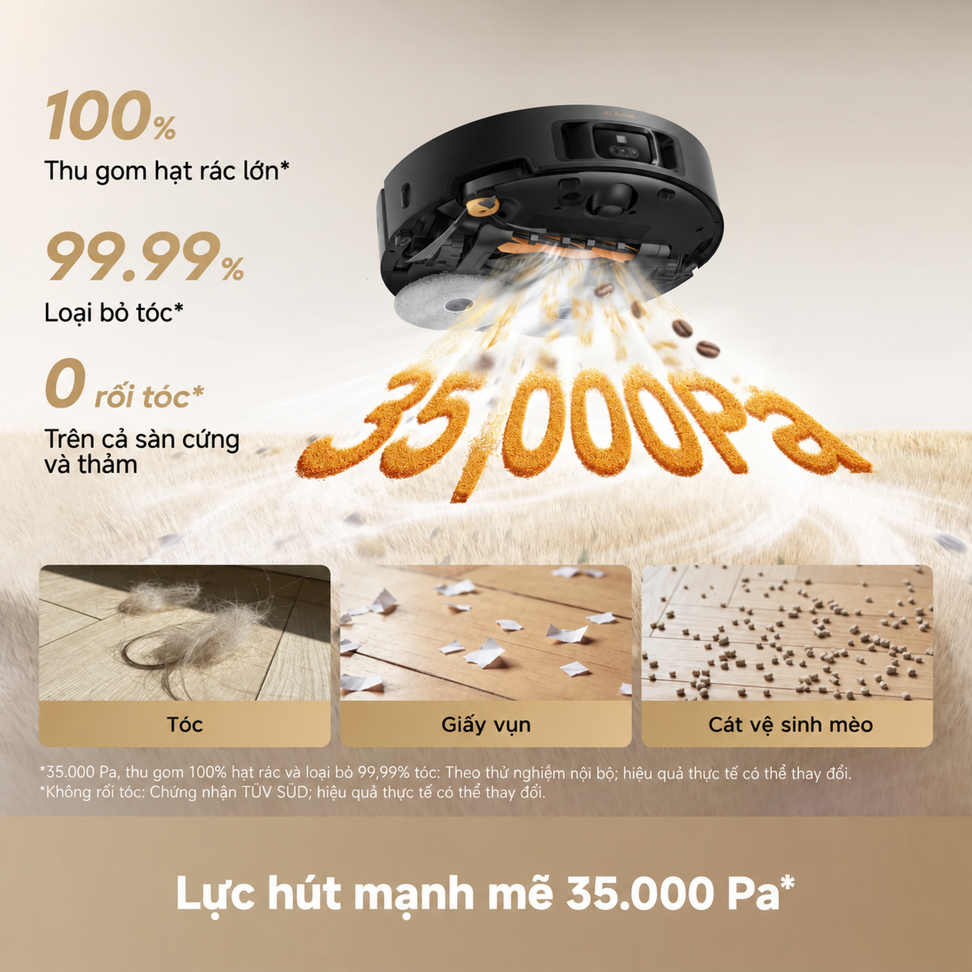 Lực hút 35.000Pa (Vormax Suction)
