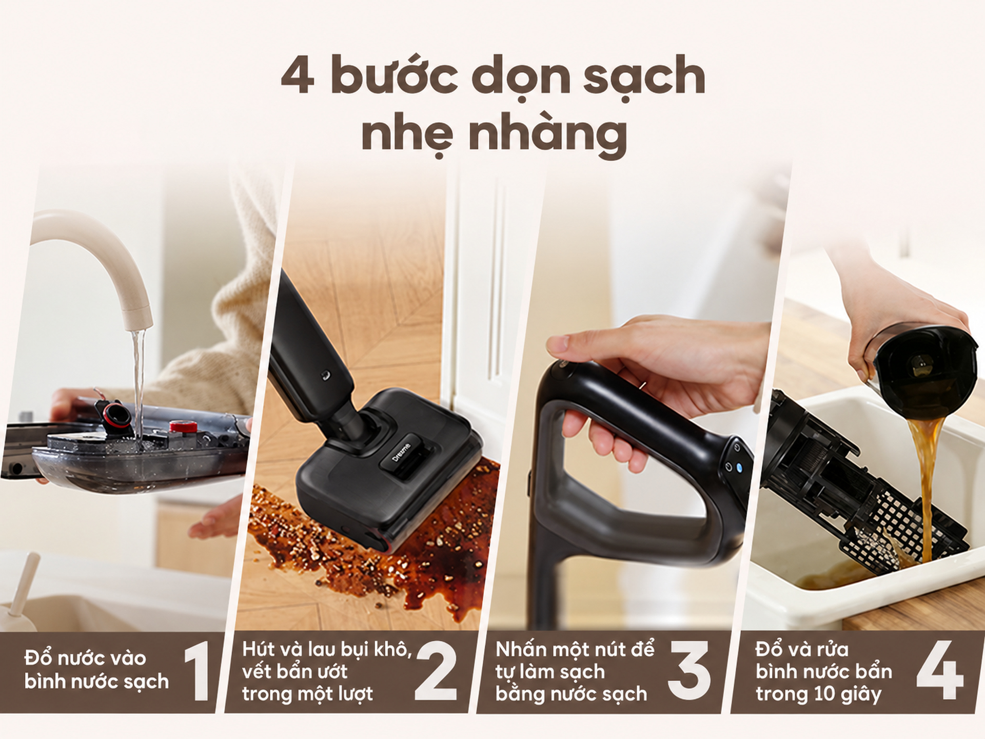 dọn dẹp qua qua 4 bước