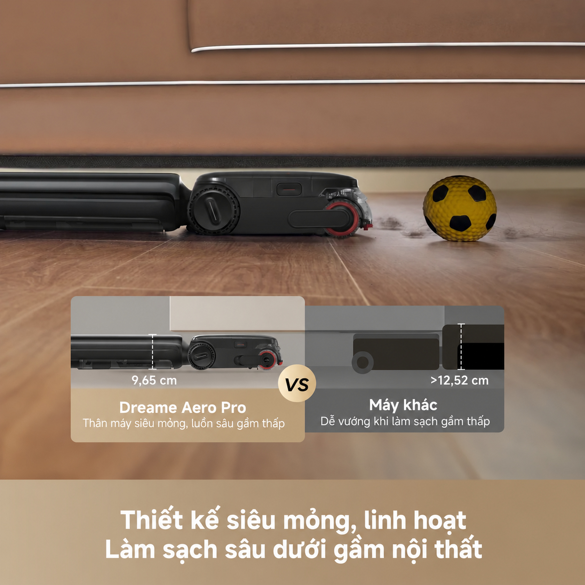 Thân mỏng, nằm ngang 180°, lau sát cạnh