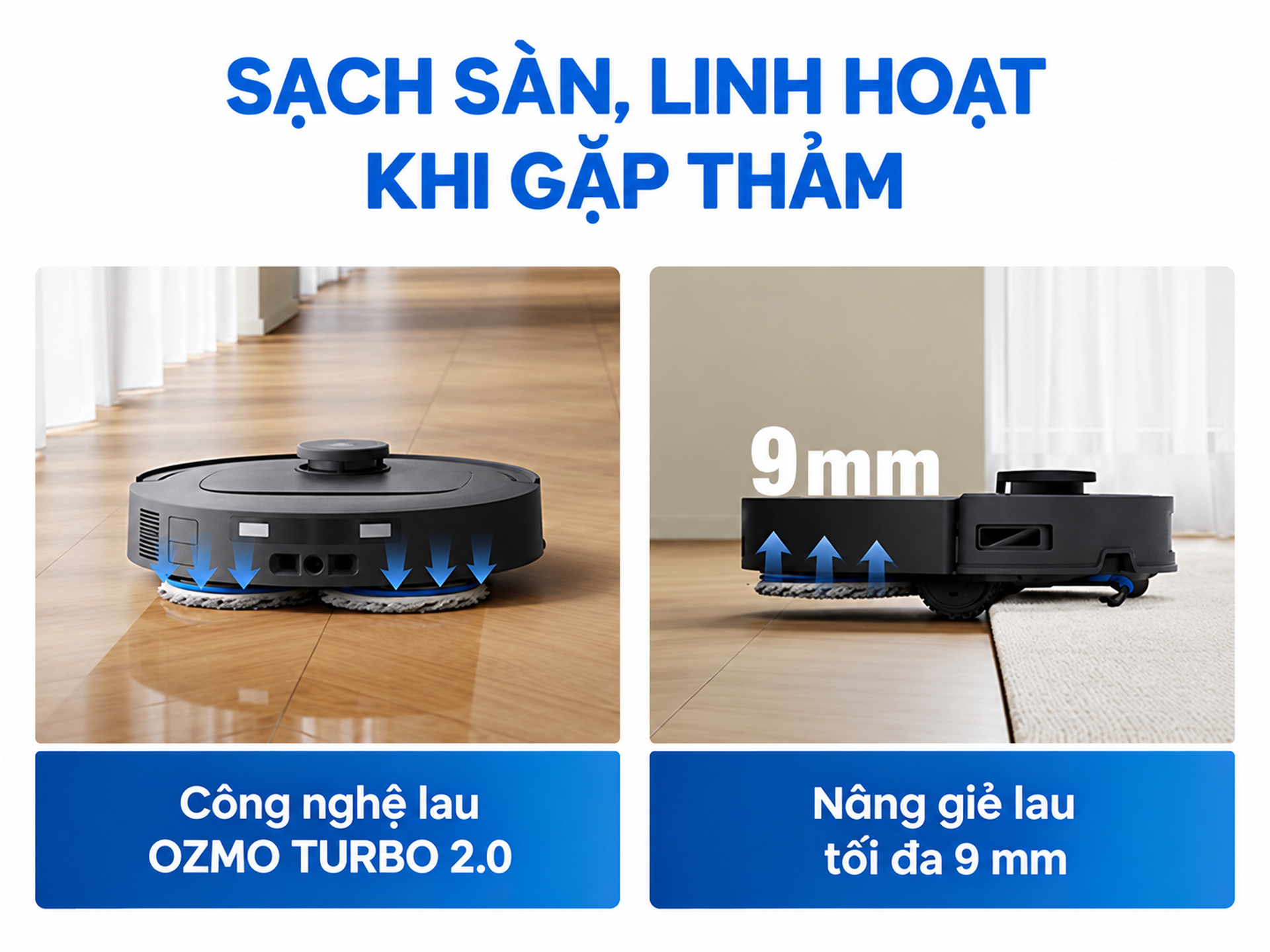 OZMO Turbo 2.0: giẻ xoay 135 vòng/phút