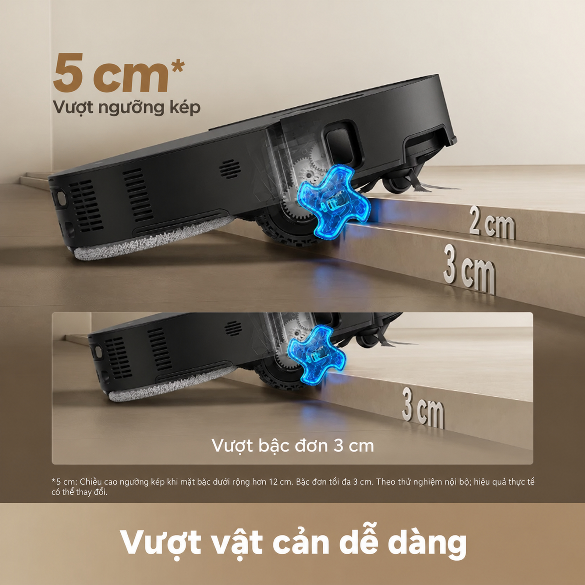 Thân thấp 82mm, vượt bậc đôi 5cm