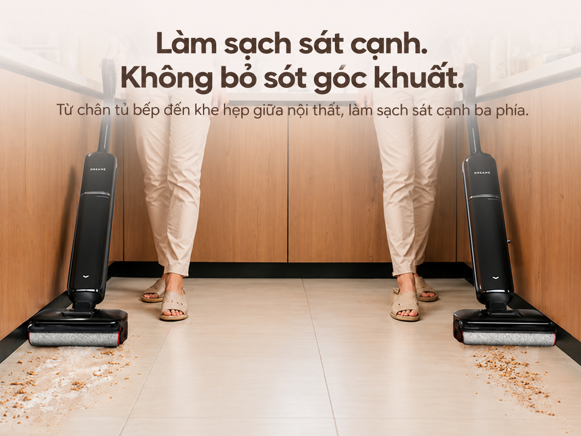 làm sạch sát cạnh, không góc khuất