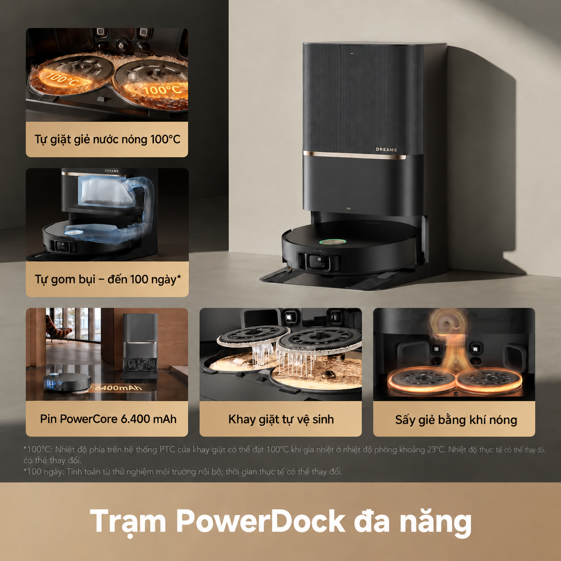 Đế PowerDock tự động đổ rác, rửa, sấy, châm nước