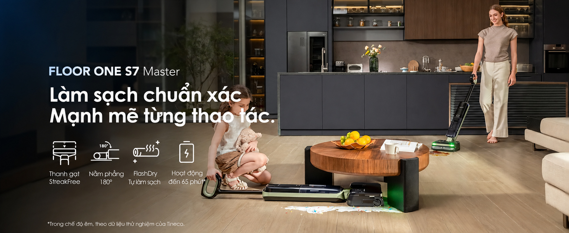 Tineco Floor One S7 Master | 23.000Pa | Mỏng 9.9cm