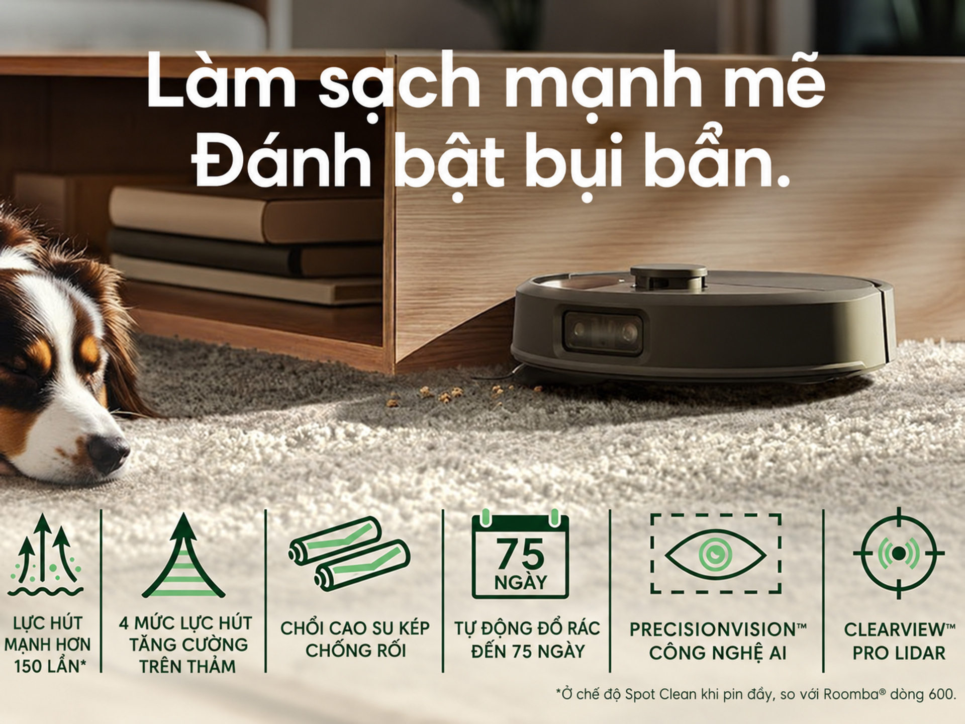 Robot hút bụi Roomba Plus 504 | Tự Đổ Rác 75 Ngày 