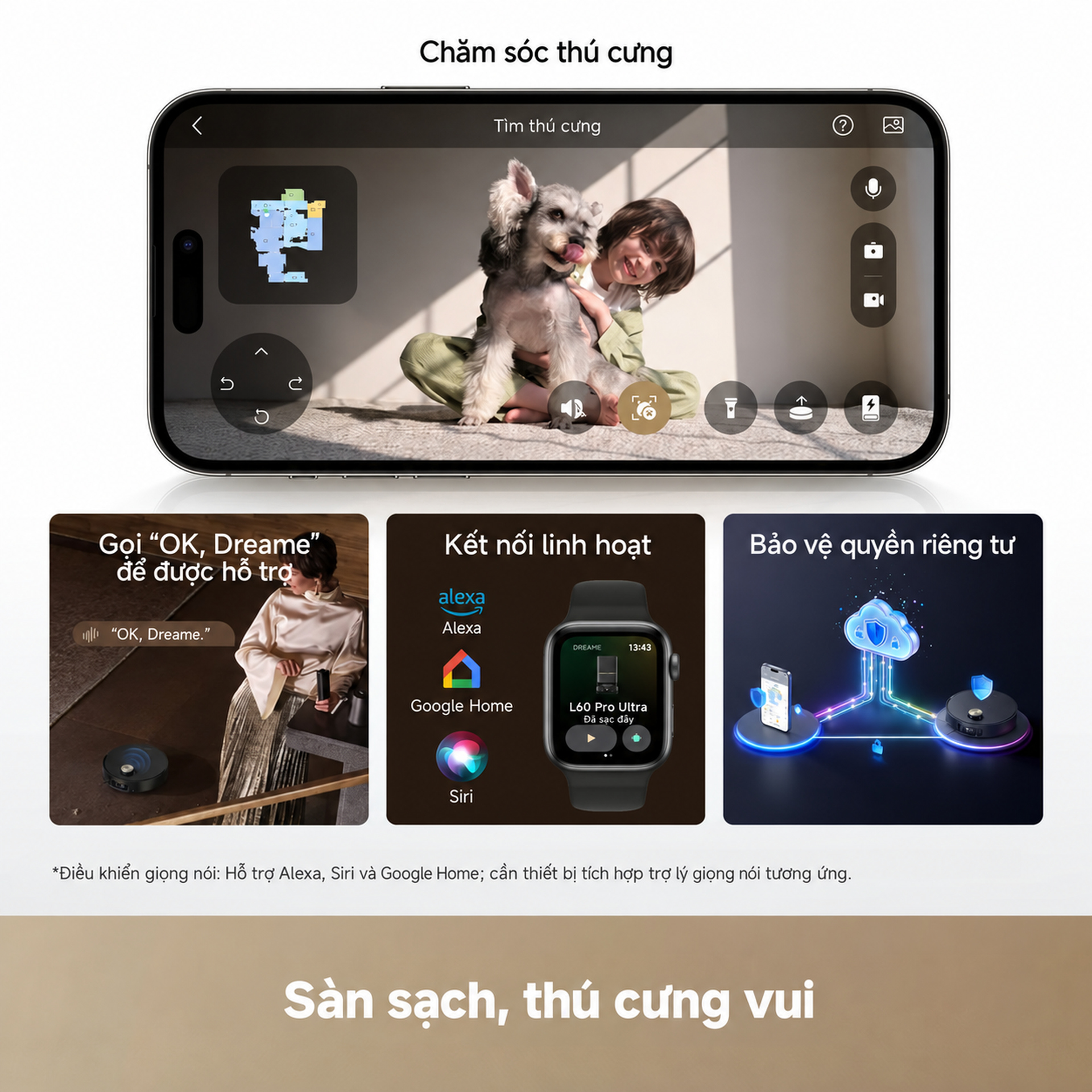 Tính năng cho nhà có thú cưng và quyền riêng tư