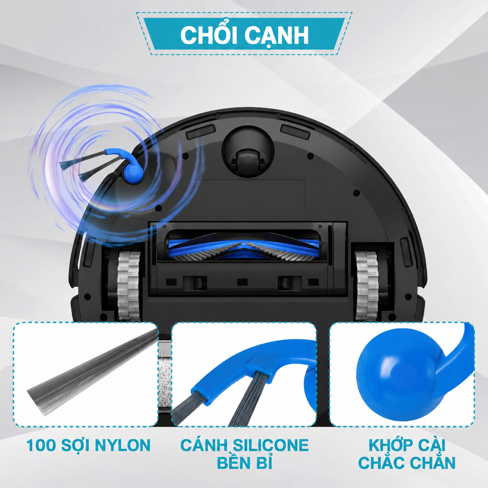 Chổi cạnh chống rối: vào sâu góc và mép tường