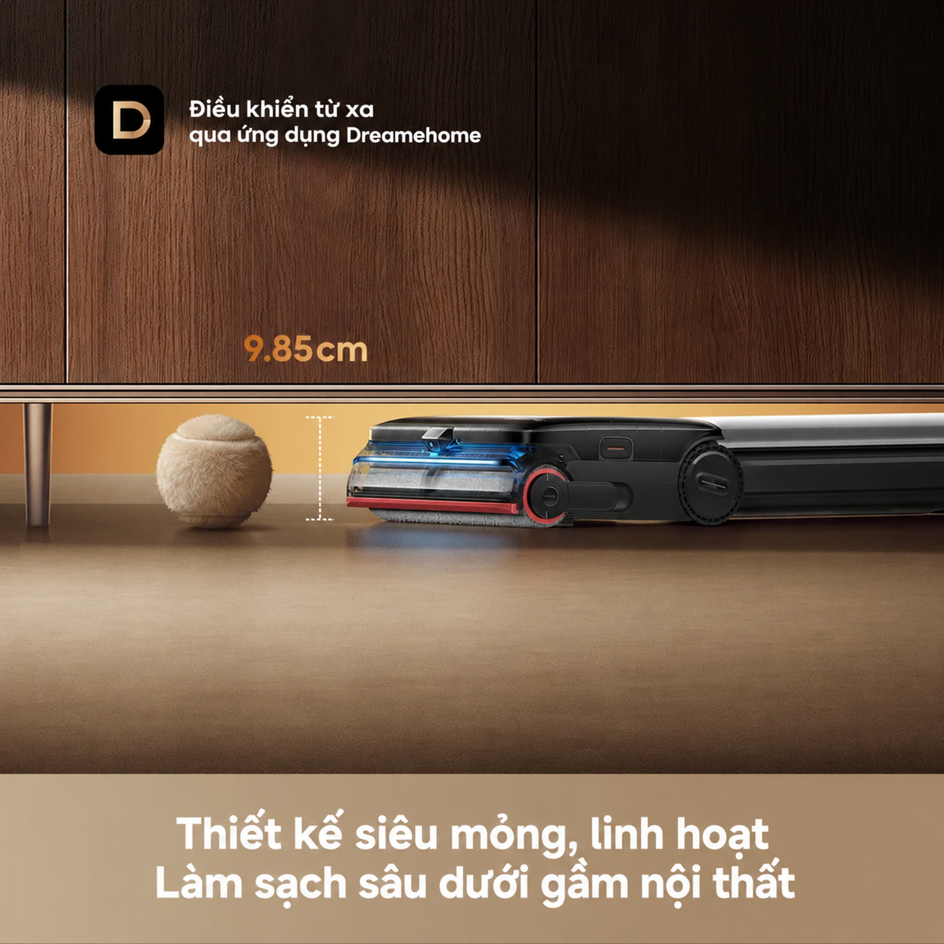 Thân thấp 9,85cm, bao phủ 3 cạnh