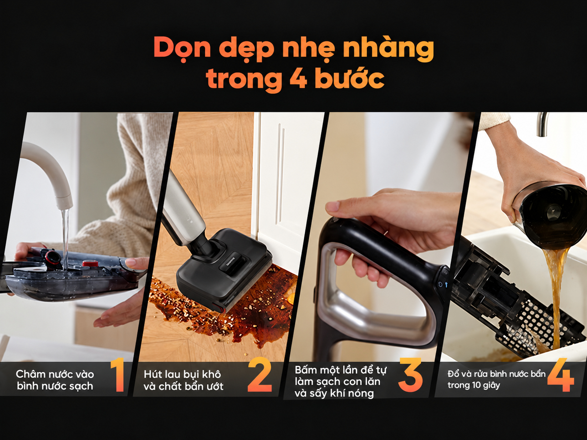 dọn dẹp nhẹ nhàng trong 4 bước