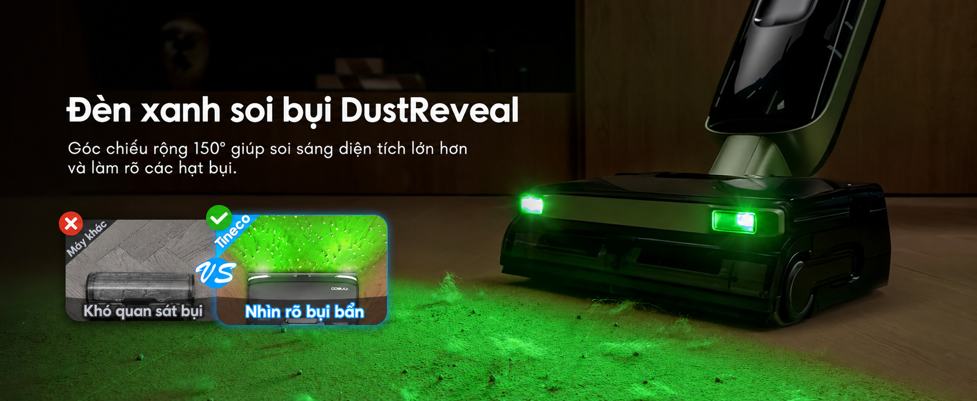 đèn led xanh soi bụi