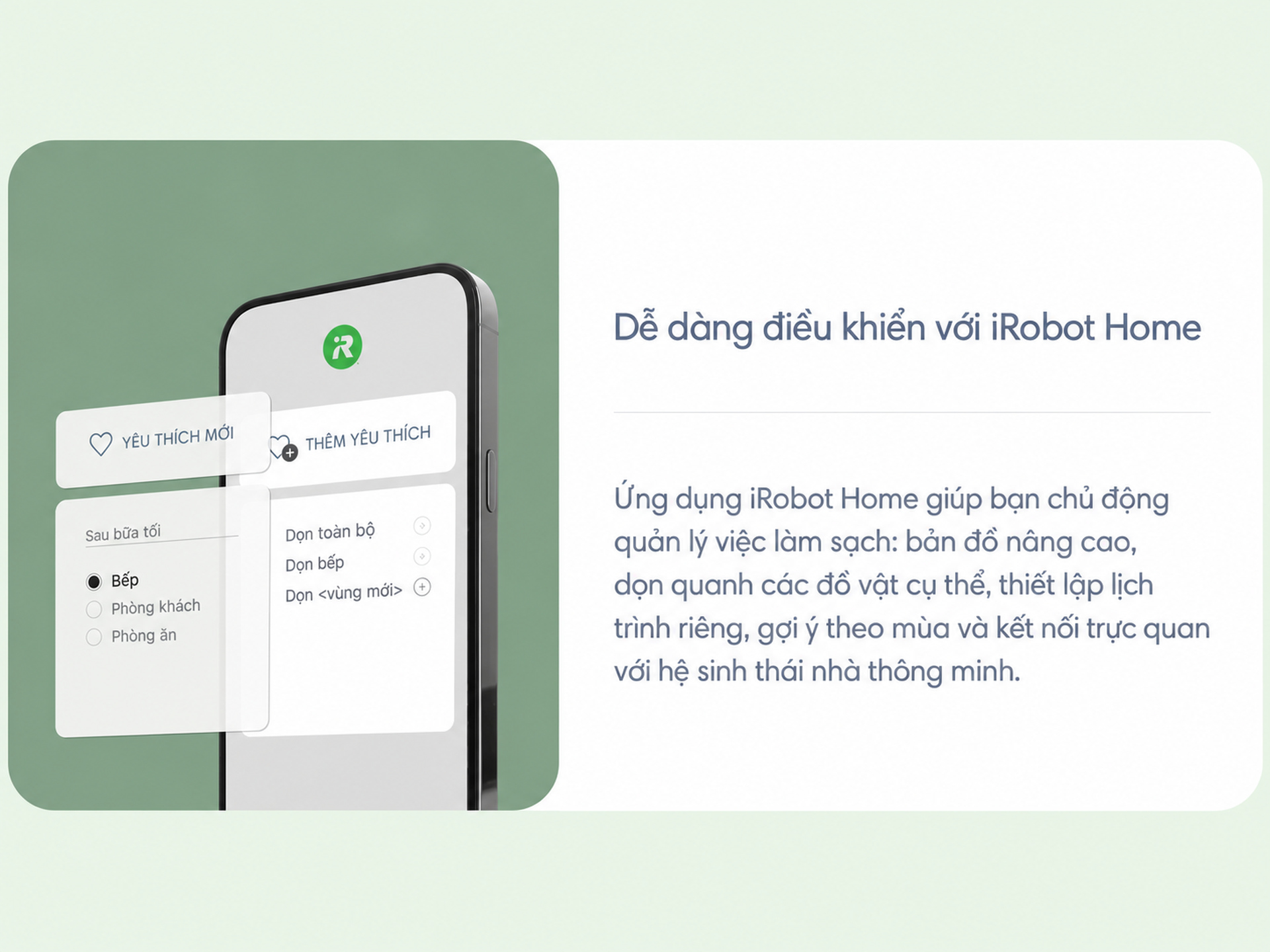 ứng dụng irobot home dễ sử dụng