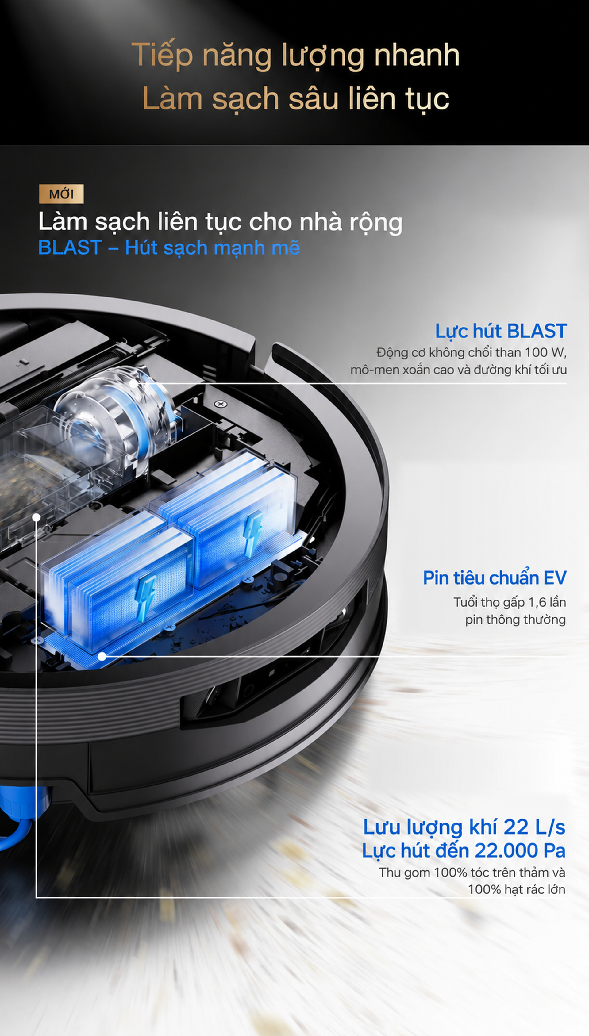 X12 Pro Omni làm sạch liên tục