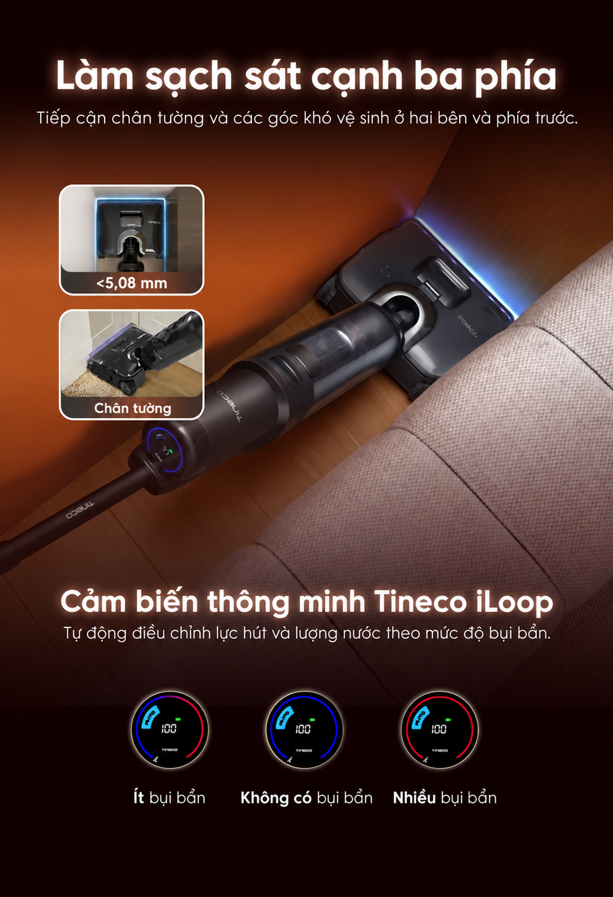 con lăn tràn viền, làm sạch sát cạnh