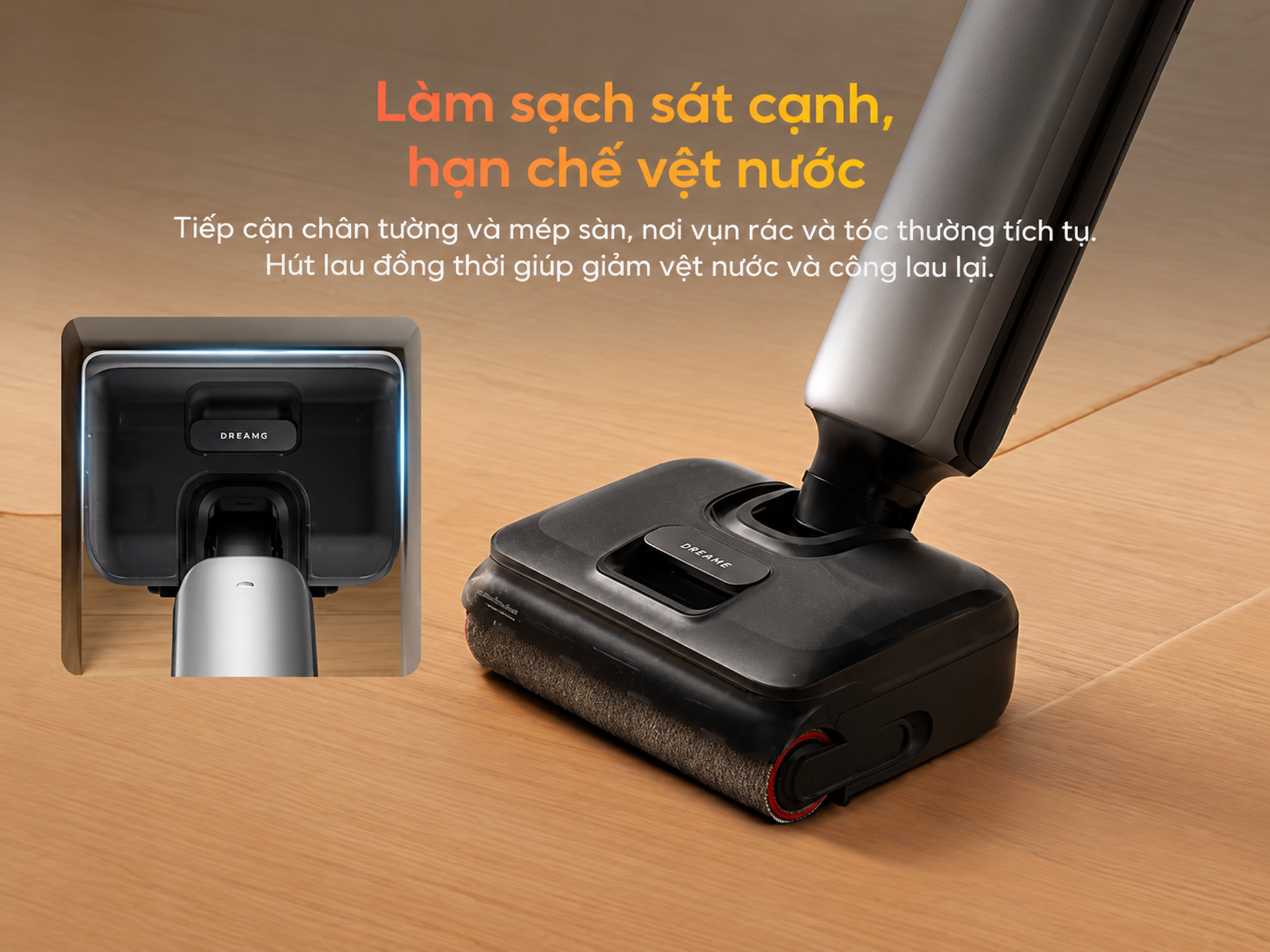 làm sạch sát cạnh, hạn chế vệt nước