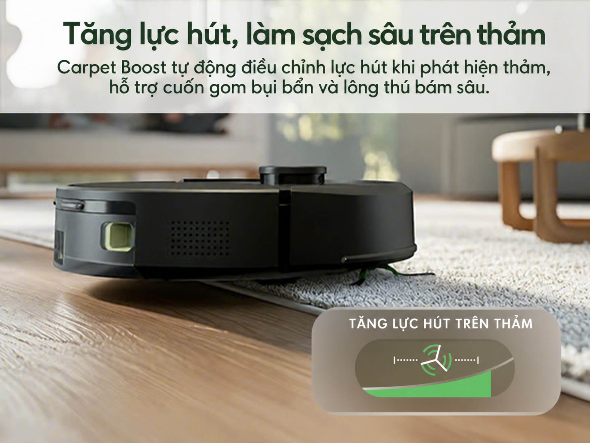 tự động tăng lực hút trên thảm